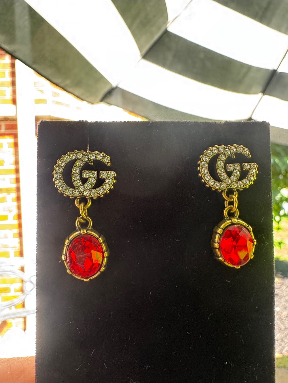 Earrings Drop Earrings with Red crystal